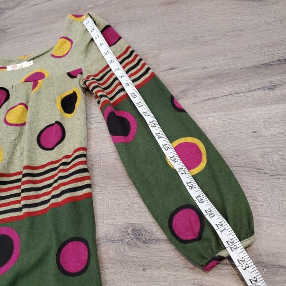 Aryeh Longsleeve Tunic Top Tie Back S Polka Dot Artsy Art to Wear Boho Retro - Picture 8 of 11